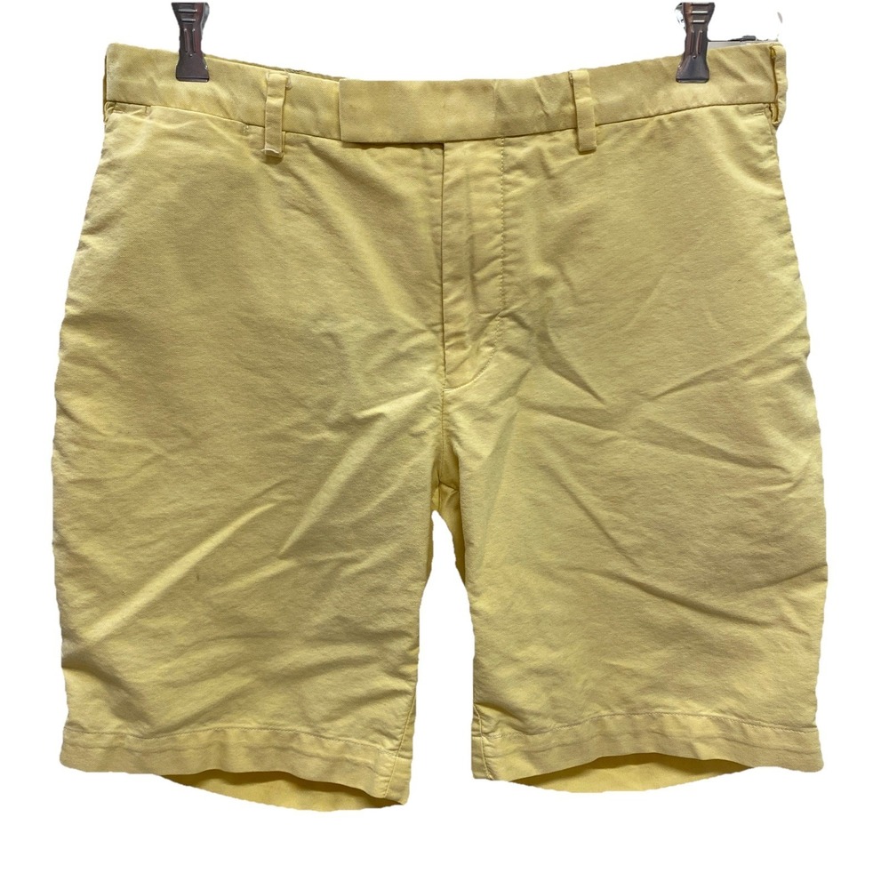 As Is Polo Ralph Lauren Yellow Flat Front Shorts‎ Mens 33 34 Waist 9" Inseam